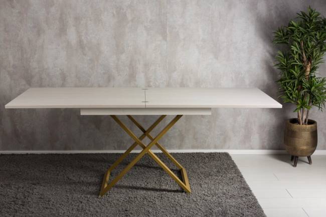 Стол-трансформер Левмар Cross D36/S90 Дуб Анкор светлый/золото