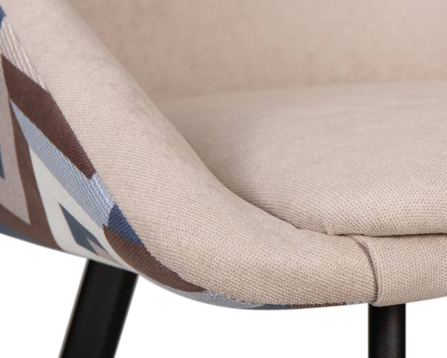 Стул обеденный DOBRIN MARKUS, ЭМАЛЬ ЧЕРНЫЙ МУАР ткань Candy Silver+Escada Ocean