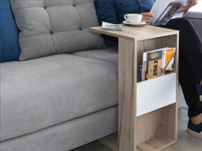 Подставка в гостиную для мягкой мебели Лайт 03.291 цвет дуб серый крафт/белый премиум