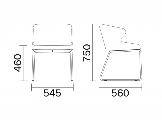 Кресло на полозьях с обивкой Leila 545х560х750 мм