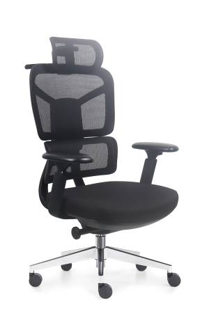 Кресло офисное / Мишлен блэк / Michelin black / черная сетка / черная ткань / алюминиевая база