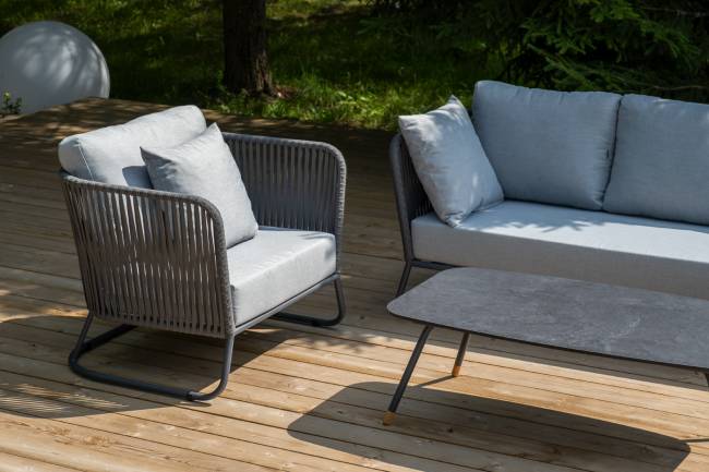 "Багамы" лаунж-зона 5-местная плетеная из роупа (веревки), каркас алюминиевый темно-серый, роуп серый "Багамы" лаунж-зона 5-местная плетеная из роупа (веревки), каркас алюминиевый темно-серый, роуп серый