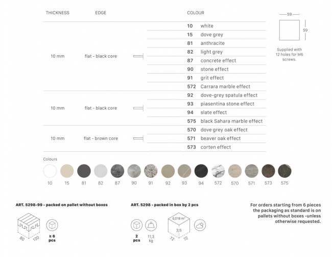 Столешница квадратная Compact Laminate для подстолья Nemo, Domino, Tiffany, Cross белый 600х600х10 мм