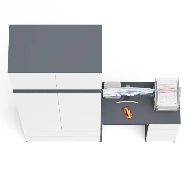 Стол компьютерный МС-1 правый со шкафом на 900 с антресолью Мори цвет графит/белый