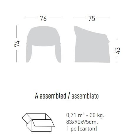 Кресло с обивкой Majorette Lounge 760х750х740 мм