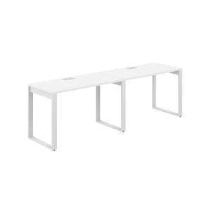 AG.171.WH.L.72.WH / Рабочая станция s-b-s 2400х600х750 / профиль О-образный: 70х20 белый; лючок: серебро; столешница: белый