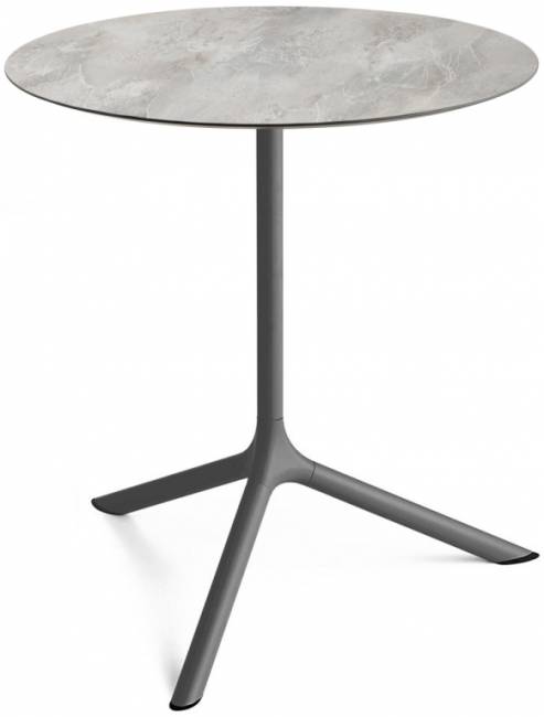Стол ламинированный обеденный Tripe Maxi антрацит, каменный Ø800х740 мм