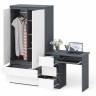 Стол компьютерный с тремя ящиками слева и шкаф-комод МШ900 три ящика и две двери Мори цвет графит/белый