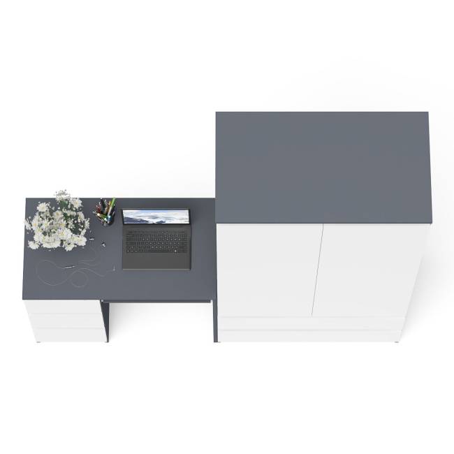Стол компьютерный с тремя ящиками слева и шкаф-комод МШ900 три ящика и две двери Мори цвет графит/белый
