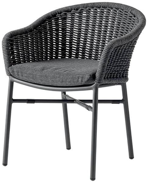 Кресло плетеное с подушкой Lecce антрацит, темно-серый, угольный 610х590х790 мм