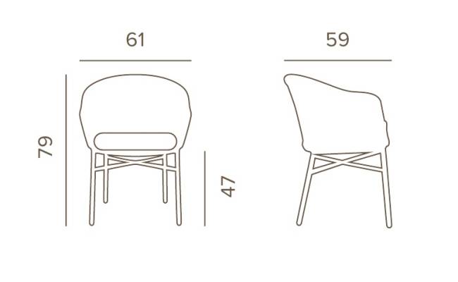 Кресло плетеное с подушкой Lecce антрацит, темно-серый, угольный 610х590х790 мм