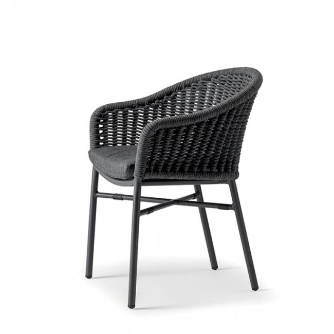 Кресло плетеное с подушкой Lecce антрацит, темно-серый, угольный 610х590х790 мм