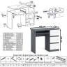 Стол компьютерный три правых выдвижных ящика Мори МС-6 с верхней полкой и тумбой 1204 цвет графит/белый