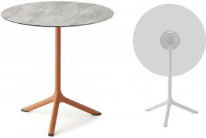 Стол ламинированный обеденный складной Tripe Folding терракотовый, каменный Ø700х740 мм