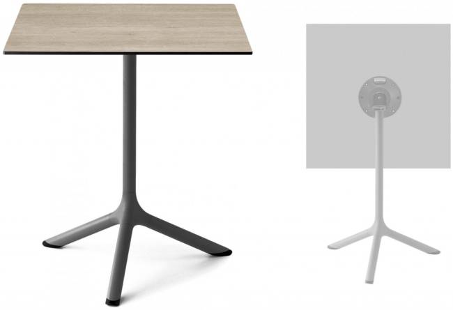 Стол ламинированный обеденный складной Tripe Folding антрацит, состаренный дуб тортора 600х600х740 мм