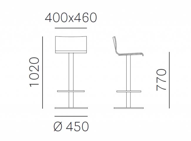 Стул деревянный барный Kuadra 450х450х1020 мм
