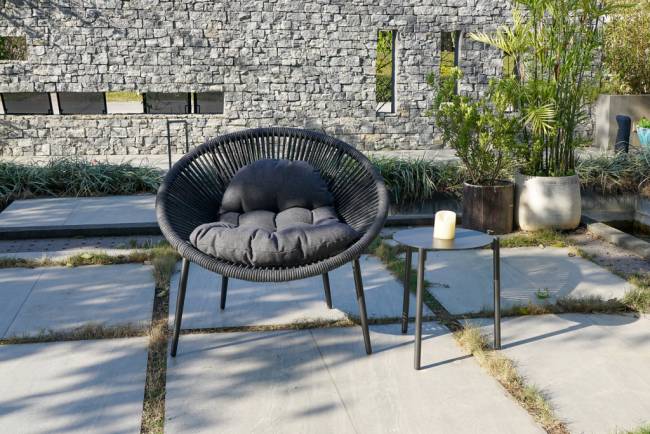 Кресло лаунж плетеное с подушкой Nancy антрацит, темно-серый 850х980х850 мм