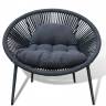 Кресло лаунж плетеное с подушкой Nancy антрацит, темно-серый 850х980х850 мм