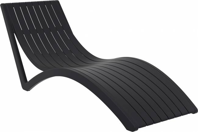 Шезлонг-лежак пластиковый Slim черный 1800х720х700 мм