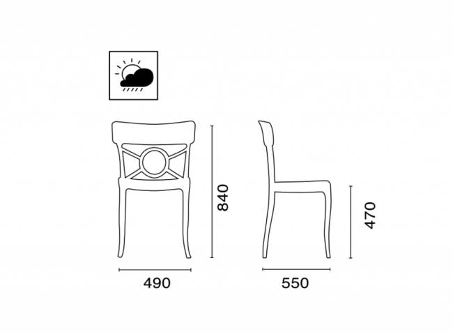 Стул пластиковый Opera-S черный, прозрачный 490х550х840 мм