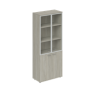 WN.711.OL.OL.AL / Шкаф высокий 800х400х1955 со стеклом, з.ст ЛДСП / дуб светлый, алюминиевая рамка, стекло прозрачное
