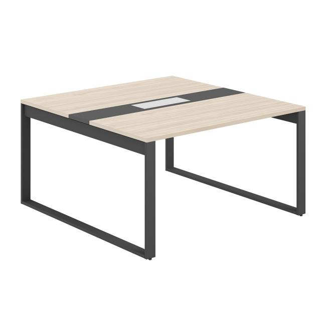 AG.2-1414.AR.72.AN.AN / Стол для переговоров 1400х1438х750 / профиль О-образный: 70х20 антрацит; лючок: серебро; столешница: ак.равелло вставка антрацит