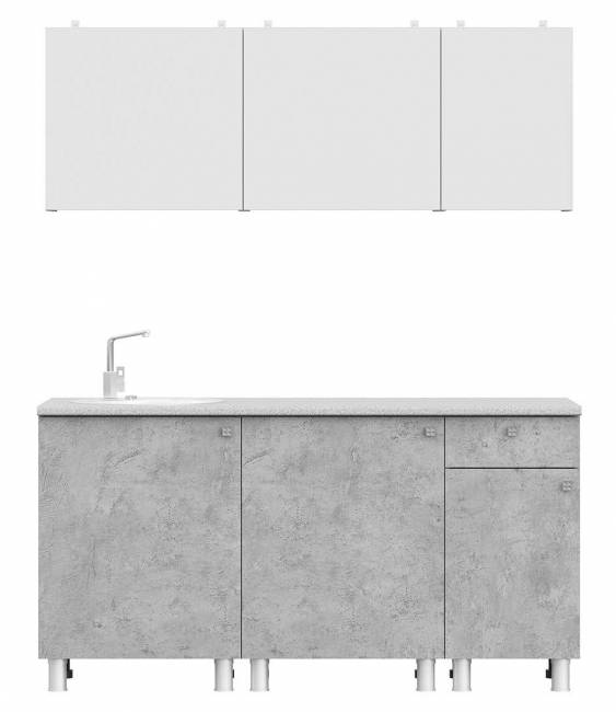 Кухонный гарнитур "КГ - 1(1600)", ЛДСП, белый, цемент светлый, антарес
