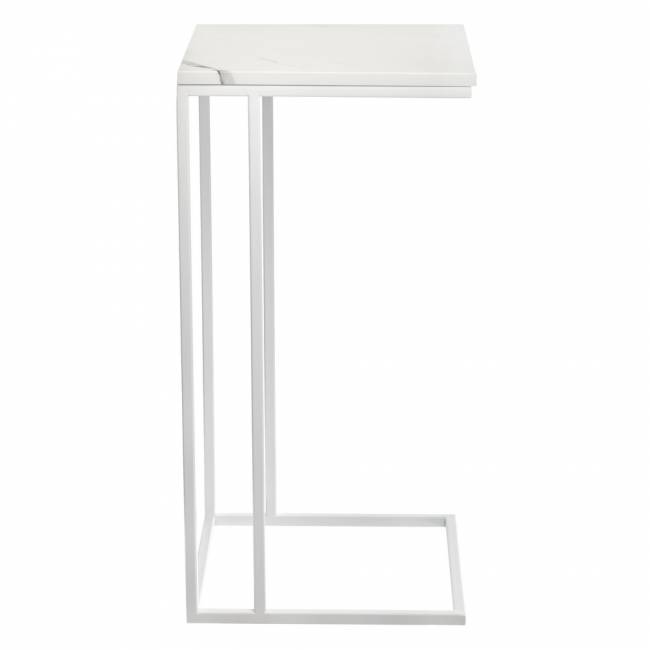 Придиванный столик Loft 35x35см, белый мрамор с белыми ножками