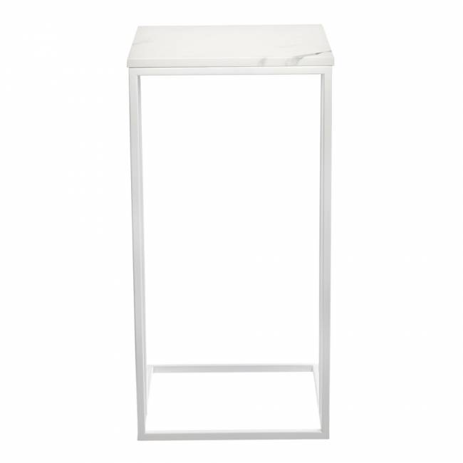 Придиванный столик Loft 35x35см, белый мрамор с белыми ножками