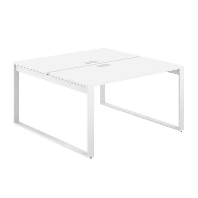 AG.146.WH.L.72.WH  / Рабочая станция 3200х1438х750  / профиль О-образный: 70х20 белый; лючок: серебро; столешница: белый