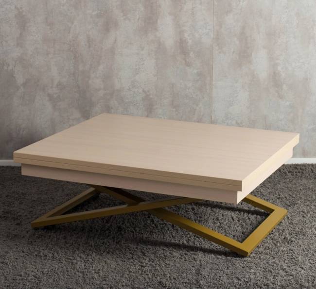 Стол-трансформер Левмар Cross D31/S90 Выбеленный дуб/золото Стол-трансформер Левмар Cross D31/S90 Выбеленный дуб/золото