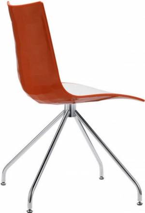 Стул пластиковый Zebra Bicolore хром, белый, оранжевый 460х530х830 мм