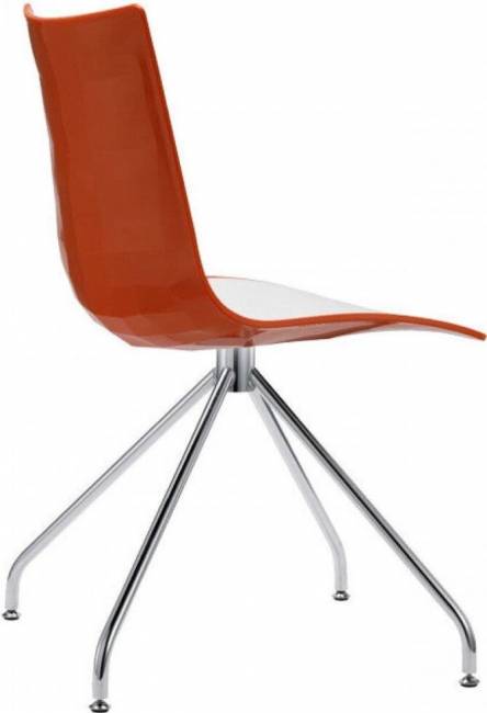 Стул пластиковый Zebra Bicolore хром, белый, оранжевый 460х530х830 мм