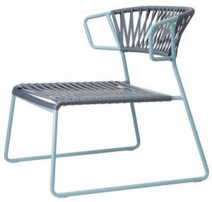 Кресло лаунж плетеное Lisa Lounge Club голубой, графит 690х670х670 мм