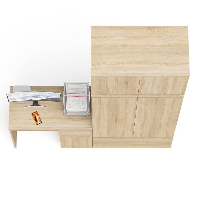 Стол компьютерный МС-1 правый со шкафом на 900 с антресолью Мори цвет дуб сонома