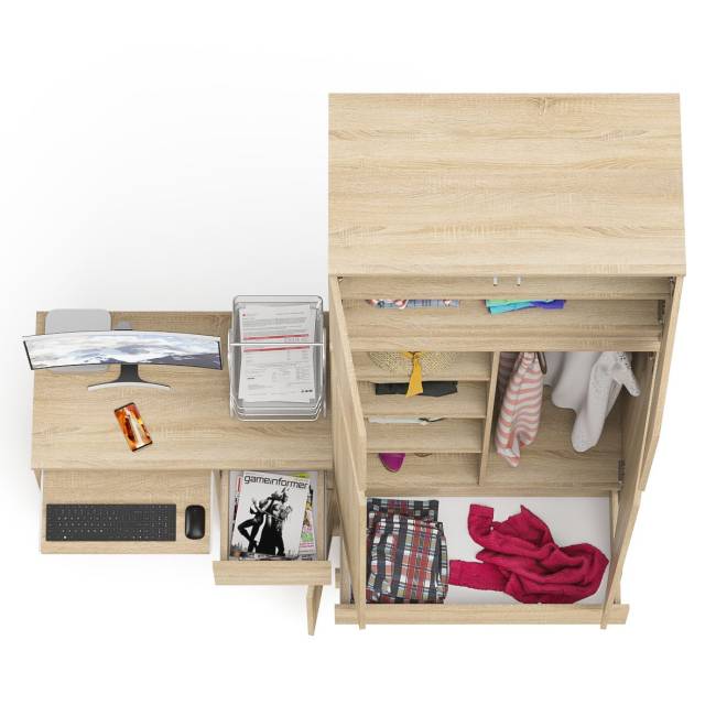 Стол компьютерный МС-1 правый со шкафом на 900 с антресолью Мори цвет дуб сонома