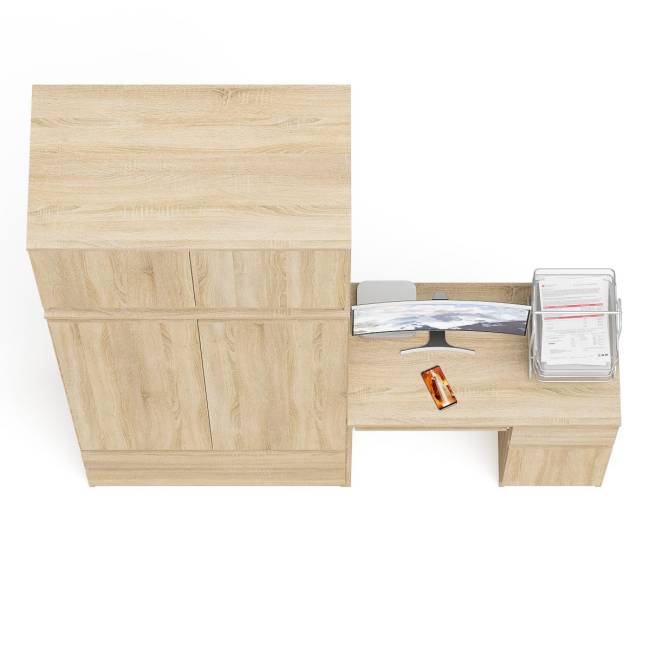 Стол компьютерный МС-1 правый со шкафом на 900 с антресолью Мори цвет дуб сонома