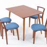 Стол Монте 120 орех со стульями Франк Орех рогожка синий Стол Монте 120 орех со стульями Франк Орех рогожка синий