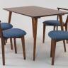 Стол Монте 120 орех со стульями Франк Орех рогожка синий Стол Монте 120 орех со стульями Франк Орех рогожка синий