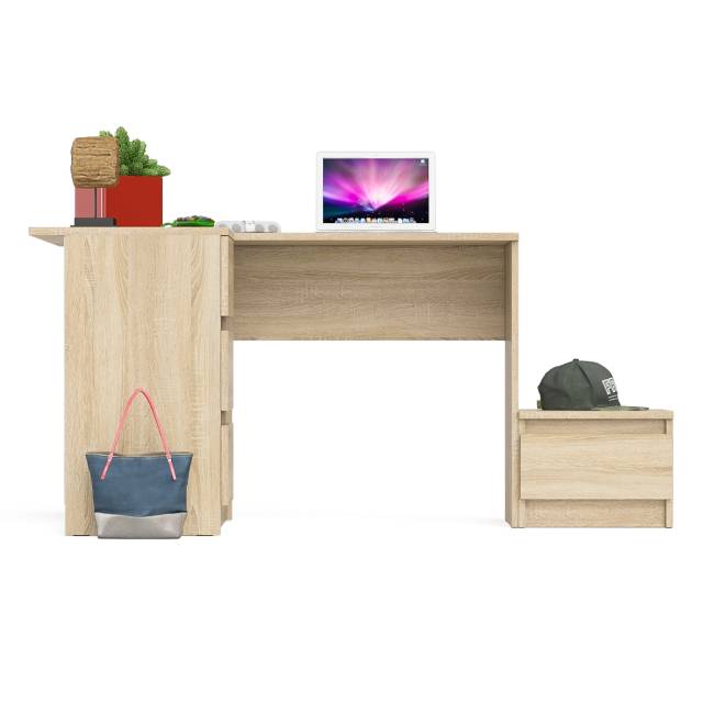 Компьютерный стол угловой Мори МС-16 левый и тумбочка на 400 цвет дуб сонома
