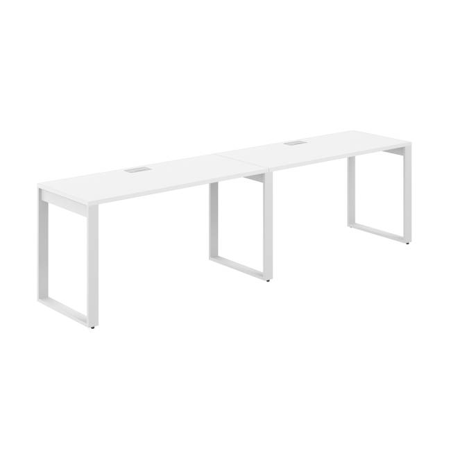 AG.172.WH.L.72.WH / Рабочая станция s-b-s 2800х600х750 / профиль О-образный: 70х20 белый; лючок: серебро; столешница: белый