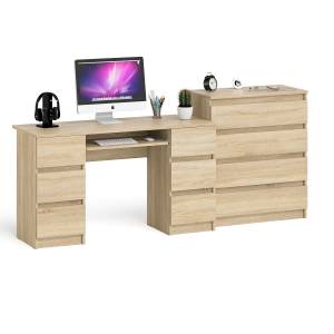 Комод 800 4-ре ящика Мори и двухтумбовый компьютерный стол МС-2 цвет дуб сонома