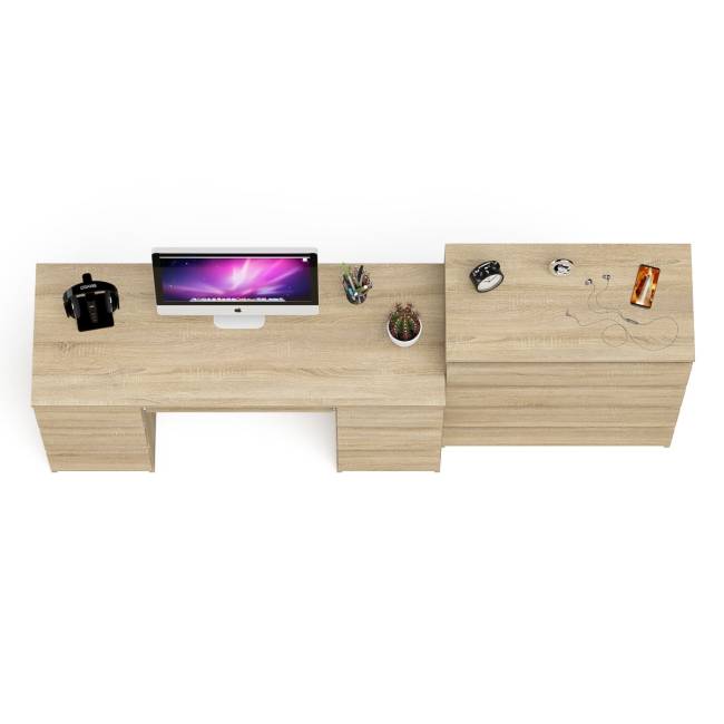 Комод 800 4-ре ящика Мори и двухтумбовый компьютерный стол МС-2 цвет дуб сонома