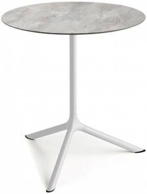 Стол ламинированный обеденный Tripe Maxi белый, каменный Ø800х740 мм
