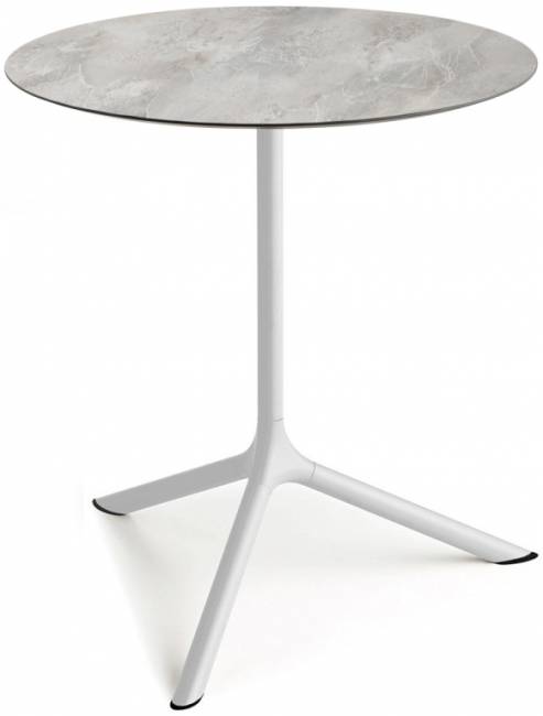 Стол ламинированный обеденный Tripe Maxi белый, каменный Ø800х740 мм