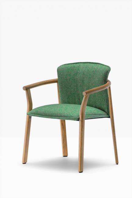 Кресло деревянное с подушкой Lamorisse Wood орех, зеленый 650х590х790 мм