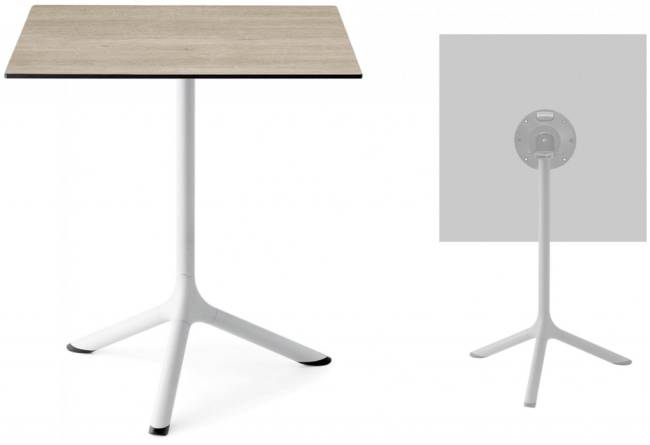 Стол ламинированный обеденный складной Tripe Folding белый, состаренный дуб тортора 600х600х740 мм Стол ламинированный обеденный складной Tripe Folding белый, состаренный дуб тортора 600х600х740 мм