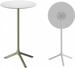 Стол ламинированный барный складной Tripe Folding оливковый, белый Ø600х1100 мм