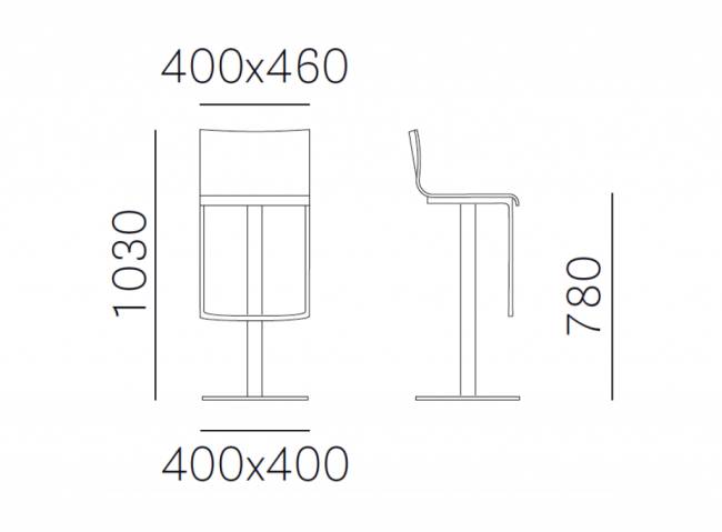 Стул деревянный барный Kuadra 400х400х1040 мм
