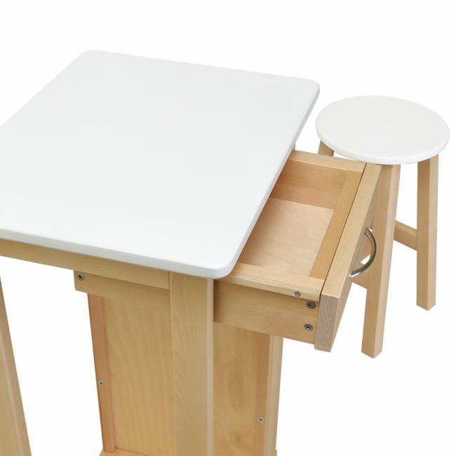 Тумба с табуретом белый/лак Тумба с табуретом белый/лак